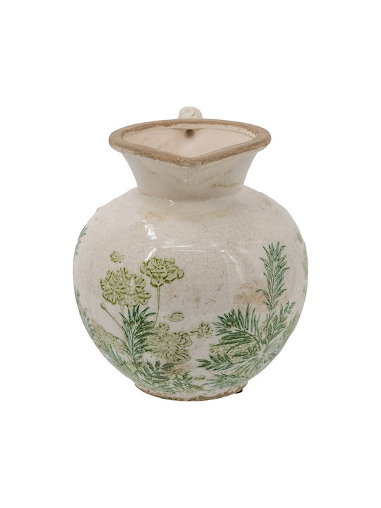 Artekko Decorative Ceramic Vase Aging Beige 18.5x16.5xH20.5cm