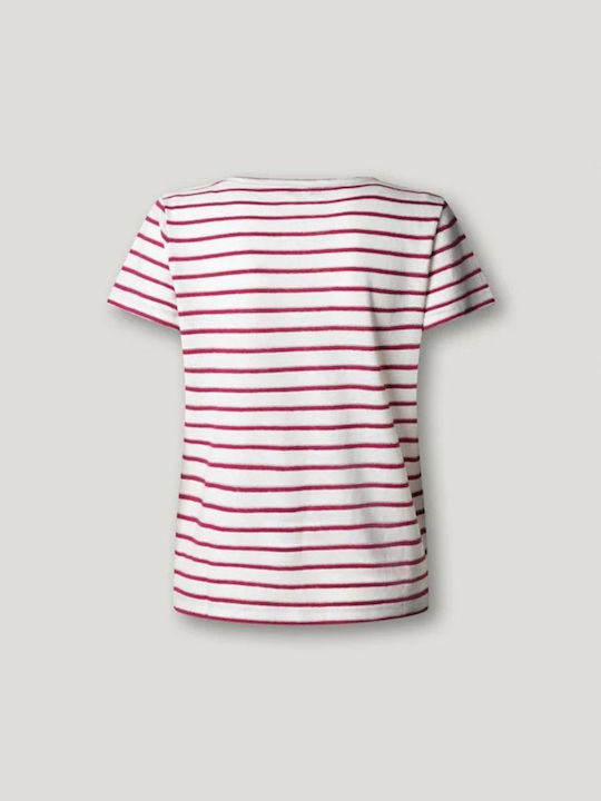 Megan Women's Blouse with V Neckline Striped White