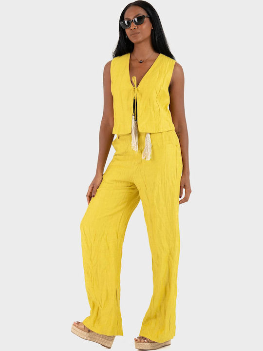 Women's Summer Linen Sleeveless Top Lime