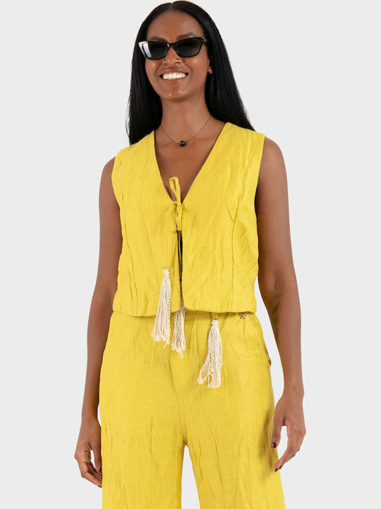 Women's Summer Linen Sleeveless Top Lime