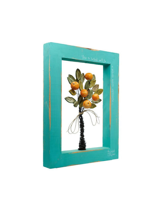 G. Niarxou Handmade Ceramic Orange Wooden Frame 30x40