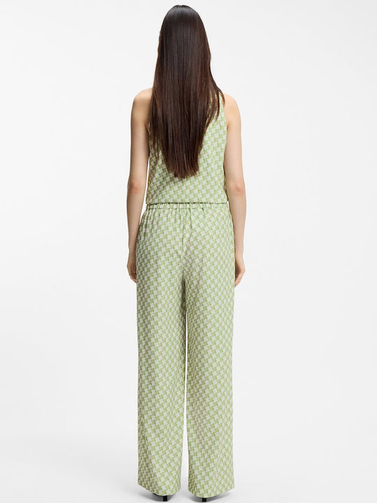 Women's Sleeveless Blouse with V-Neck Green