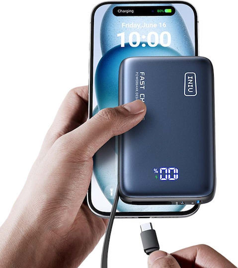 Iniu Power Bank 20000mAh 65W with USB-A Port and USB-C Port Black