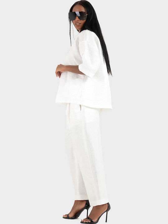 Pantalon Dama Din In Alb