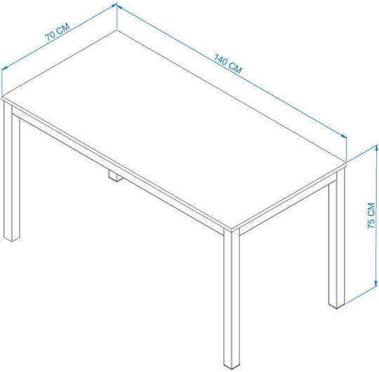 Λευκή Τραπεζαρία Με Επιφάνεια Δρυς 140x70x75cm Λευκή Τραπεζαρία Με Επιφάνεια Δρυς 140x70x75cm