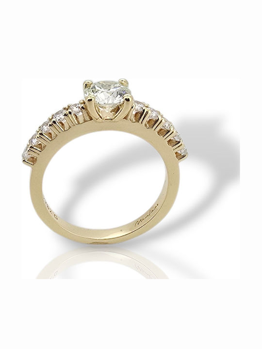 Mentzos Single Stone Ring from 18K Gold with Diamond