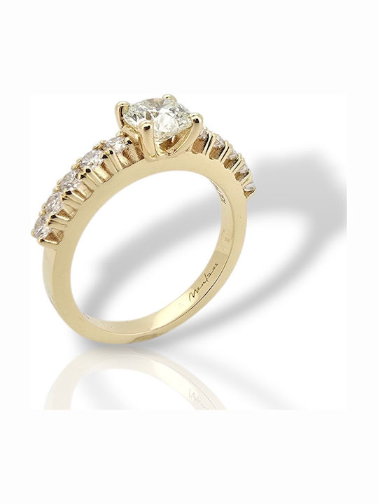 Mentzos Single Stone Ring from 18K Gold with Diamond