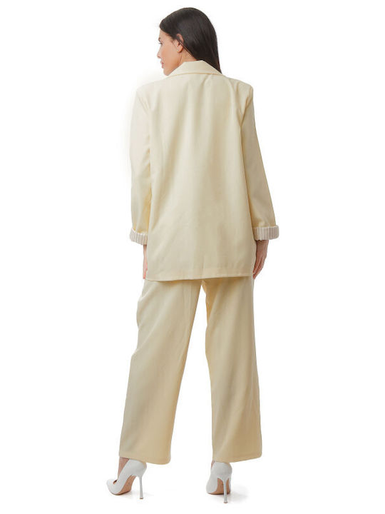 Set Galben Pantaloni Sacou