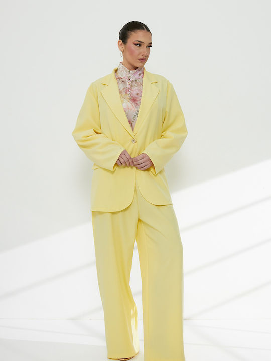 Pantaloni Dama Galbeni Costum