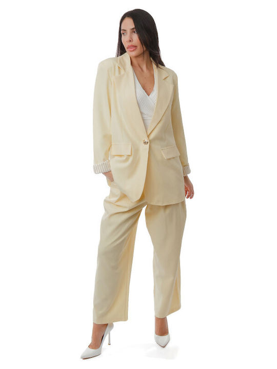 Set Galben Pantaloni Sacou