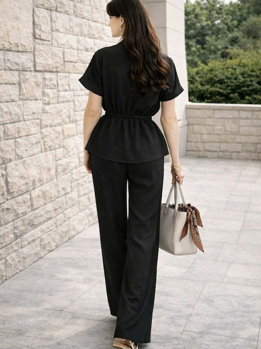 Women's Black Set with Trousers with Rubber Band