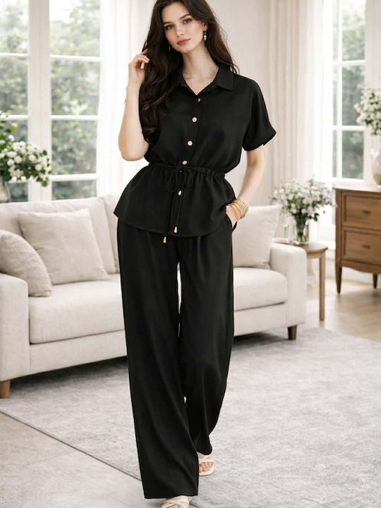 Women's Black Set with Trousers with Rubber Band