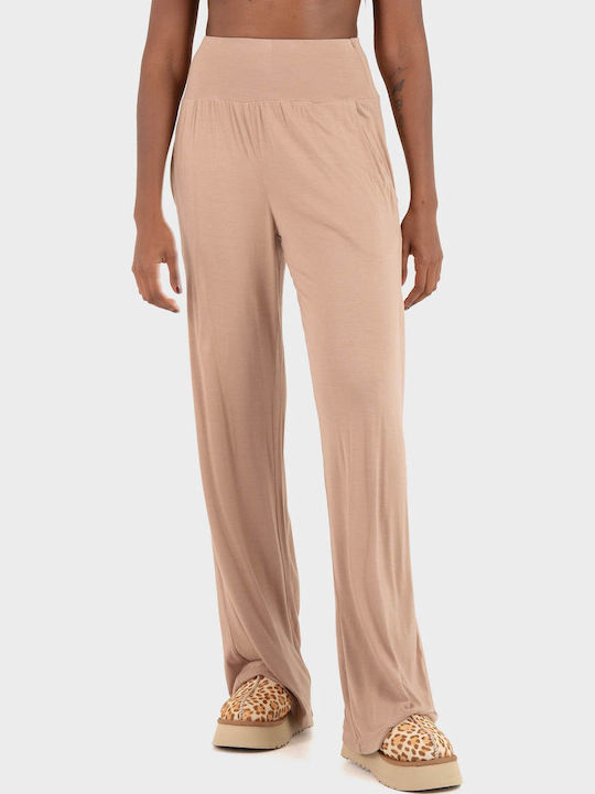 Women's Fabric Trousers in Straight Fit Light Brown