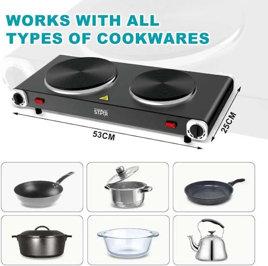 Star Countertop Ceramic Double Black Burner