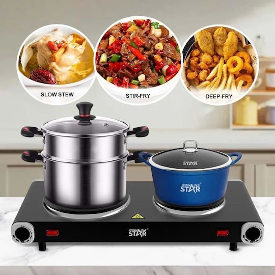 Star Countertop Ceramic Double Black Burner