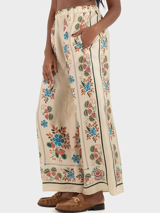 Twill Women's Fabric Trousers Ivory