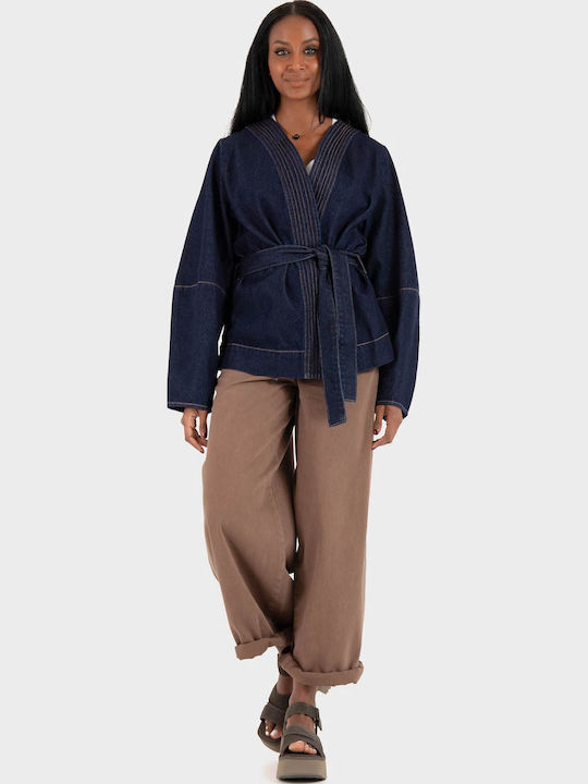 Damen Hochsitzt Stoff Hose Dunkelbraun