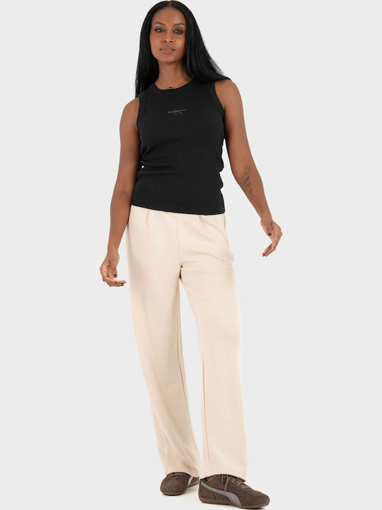 Hali Women's High Rise Fabric Trousers in Straight Leg Ecru