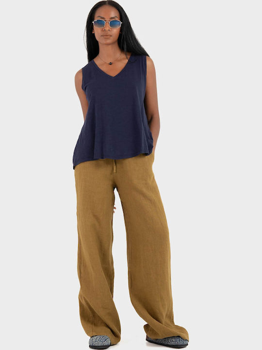 Damen Leinenhose Olive