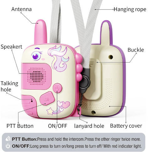 Unicorn Kids Walkie Talkies for Ages 3+ 2 Pieces