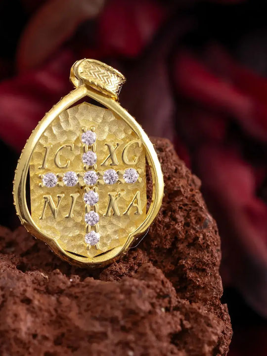 Висулка Детски Амулет Двулицево с Дева Мария от Злато 9К 055192