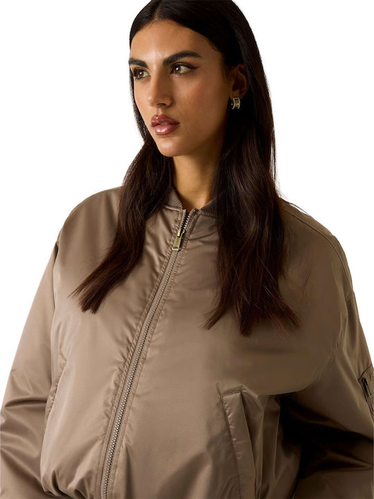 Women's Bomber Jacket Beige/Brown
