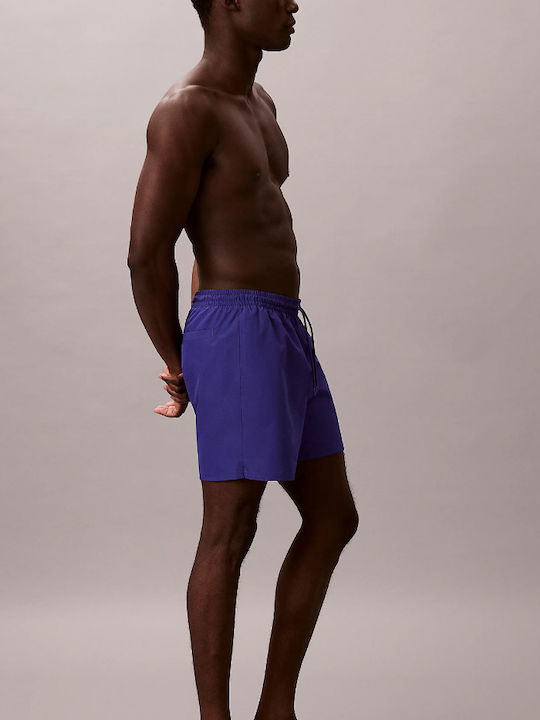 Medium Drawstring Men's Swimwear Shorts Blue River Fog with Patterns