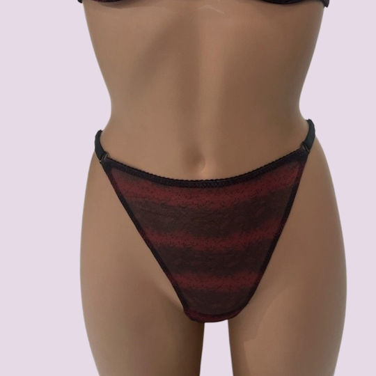 Modern Ocean Women's Sexy Lingerie Set Animal Print Red Transparent Bra & Adjustable String 5595 Red