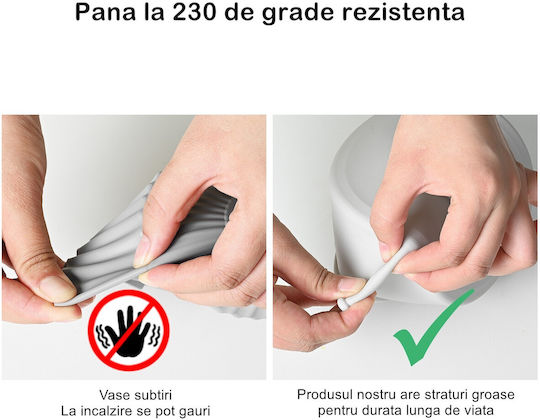Set 2 Tăvi Ecologice din Silicon pentru Air Fryer Alista Home Temperatură Maximă 230 Grade Reutilizabile Reciclabile Mânere Antiderapante Fund Antiaderent 18.7 X 19.5 X 7 Cm Gri