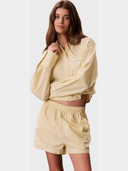 Calvin Klein Winter Cotton Women's Shorts Pajamas Yellow LV00QS7604 W5W