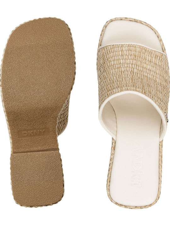 Damen Pantoletten mit Hoch Absatz in Beige Farbe