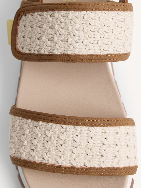 Damen Flache Sandalen Beige