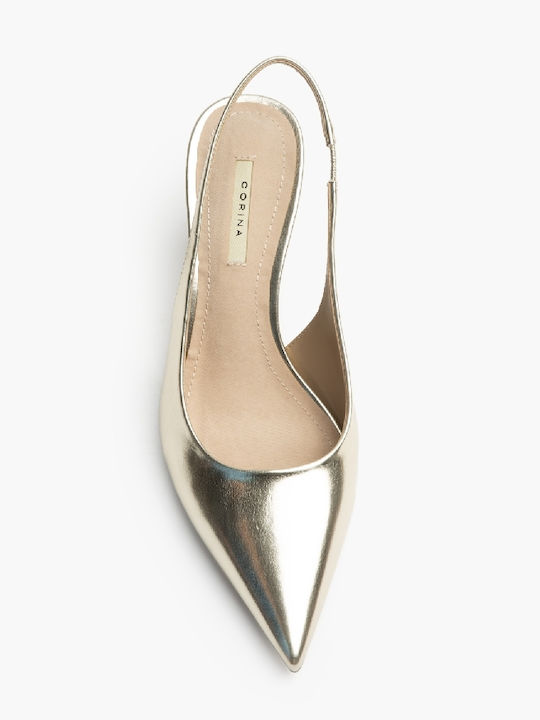 Pumps Mit Riemen & Mittelhohem Absatz Gold