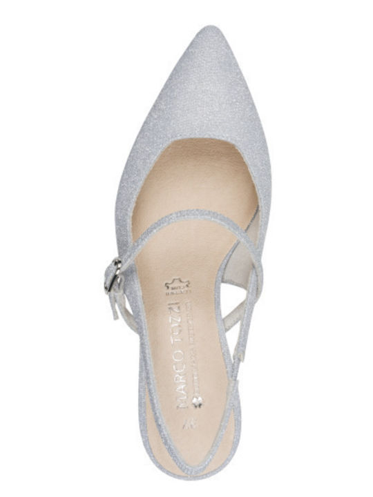 Leder Spitze Zehe Pumps Silber