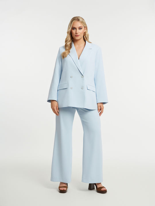 Mat Fashion Дамско Строено Сако Светлосин 0003.4515.Н.W-light-blue