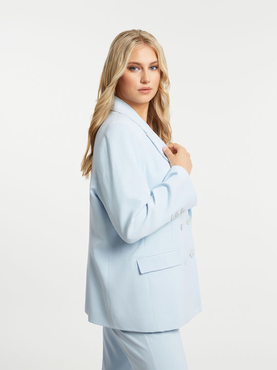 Mat Fashion Дамско Строено Сако Светлосин 0003.4515.Н.W-light-blue