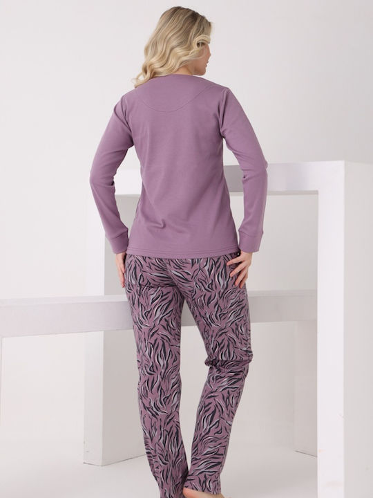 Pijamangel Set De Pijamale Dama De Iarnă Violet Deschis Pangel2204
