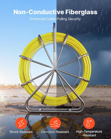 Vevor Braided Fishing Tape Locking Mechanism 152m 6.3mm Electrical Installations Difficult Locations Non Conductive Zjkydblxw14iq3yp7001v0