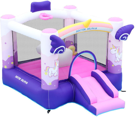 Fun Baby Inflatable Doctor Dolphin with Trampoline and Slide for Ages 3+