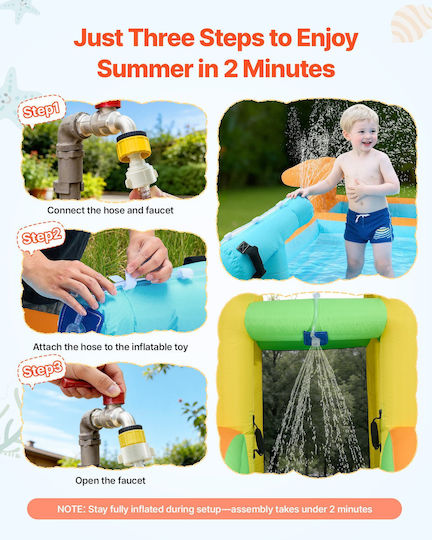 Vevor Aufblasbares Splash & Play Schloss mit Rutsche für 3+ Jahre