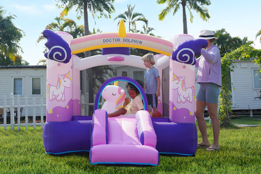 Fun Baby Inflatable Doctor Dolphin with Trampoline and Slide for Ages 3+