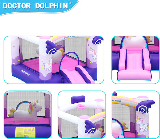 Fun Baby Inflatable Doctor Dolphin with Trampoline and Slide for Ages 3+