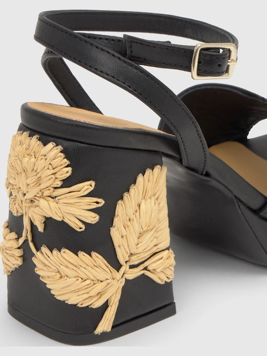 Damen Sandalen Schwarz Leder