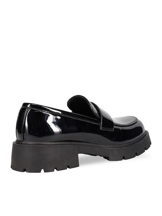 Patent Leather Women's Loafers in Black Colour