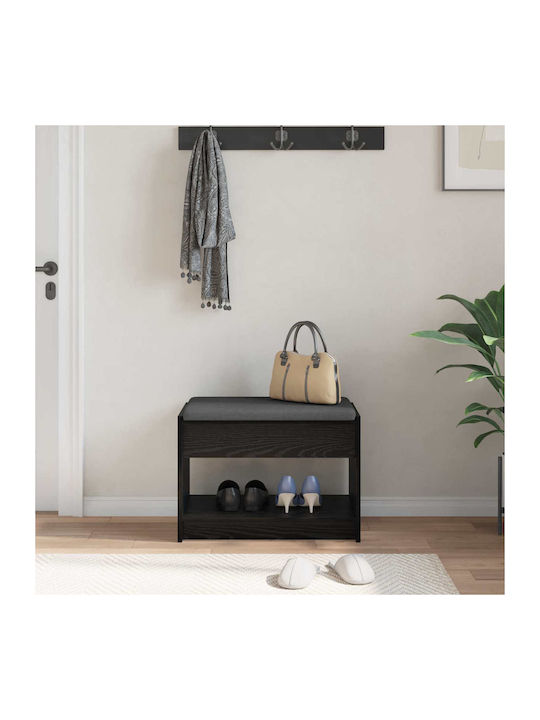 Hallway Furniture with Bench Black Oak 63x38x45cm