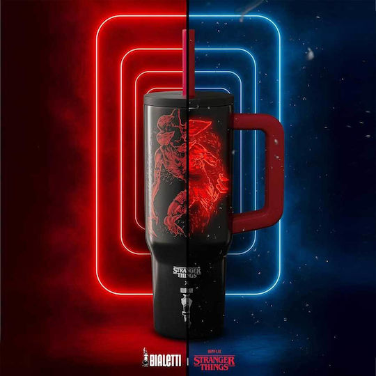 Bialetti Ποτήρι Θερμός Ανοξείδωτο 900ml Stranger Things με Καλαμάκι