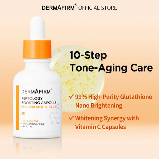 Dermafirm Peptology Boosting Ampoule Booster Προσώπου με Βιταμίνη C & Νιασιναμίδη για Αποτοξίνωση & Λάμψη 30ml