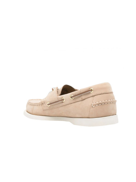 Docksides Portland Leather Men's Boat Shoes in Beige Colour