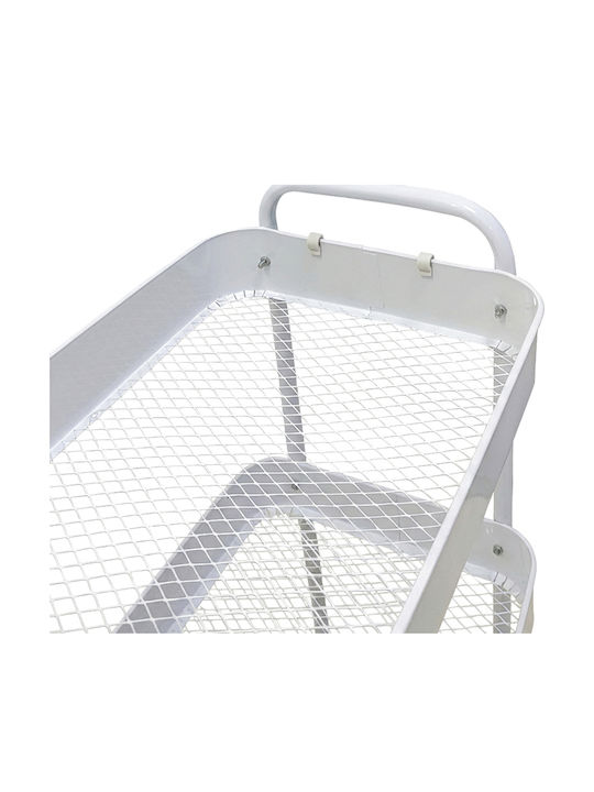 Pakketo Nedea Kitchen Trolley Metallic 3 Tiers White 41x30x77cm