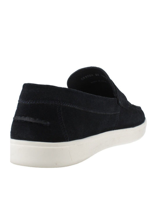 Suede Men's Moccasins in Blue Colour